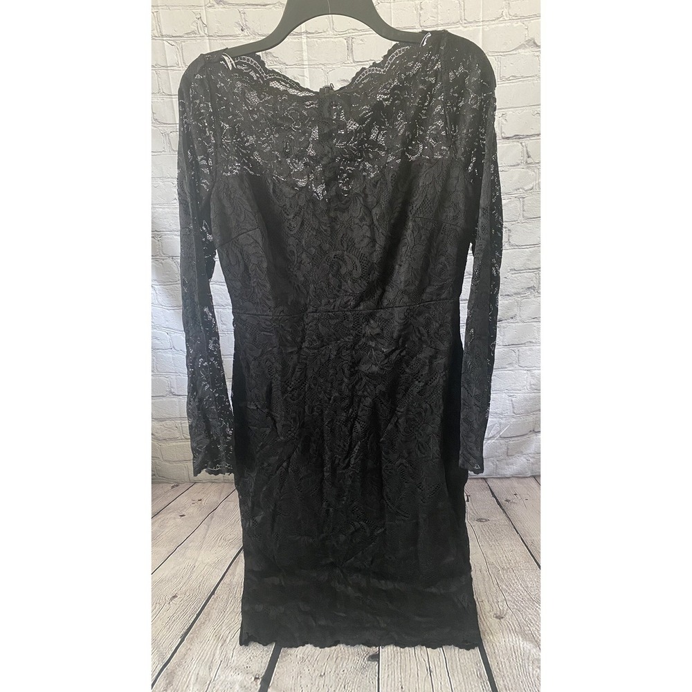 Lulus Appetite For Seduction Black Long Sleeve Lace Mini Dress Size L